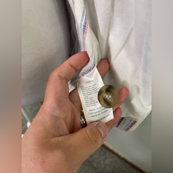 Dolan Anthropologie Striped Linen Summer Double Breast Blazer M career Office - Picture 6 of 8